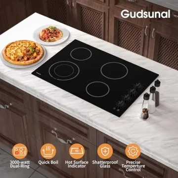 Gudsunal 30 Inch Electric Cooktop with 4 Burners