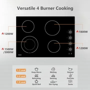 Gudsunal 30 Inch Electric Cooktop with 4 Burners