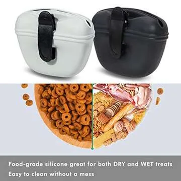 Kamehame Dog Treat Pouch, 2 Pack Silicone Dog Treat Bag Dog Training Treat Pouch with Magnetic Closure and Waist Clip, Portable Wet Treat Training Pouch for Pet Puppy