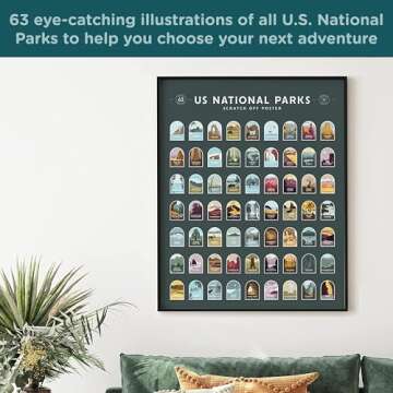 Enno Vatti US National Parks Scratch Off Poster - Map of 63 National Parks of the United States - Tr...