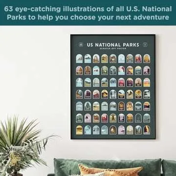 Enno Vatti US National Parks Scratch Off Poster - Map of 63 National Parks of the United States - Tr...