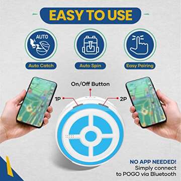 megacom DuoMon 1P/2P Auto Catcher Compatible for Pokemon Go Vibration can be Turned Off with Voice Notifications,Stable and 65ft Connection Rage (Black)