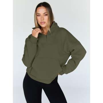 Trendy Queen Sweatshirts Quarter Half Zip Pullover Oversized Hoodies Sweaters Comfy Fall Outfits 202...