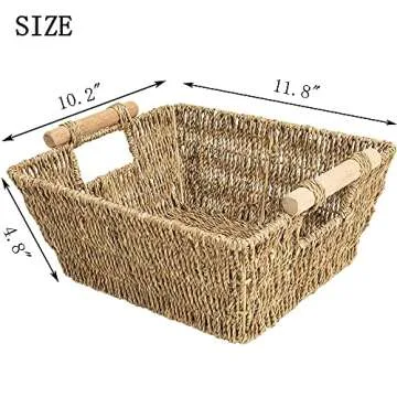 Handmade Wicker Baskets for Organizing, 2-Pack Durable Storage