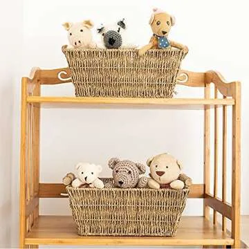 Handmade Wicker Baskets for Organizing, 2-Pack Durable Storage