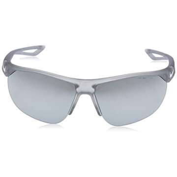 Nike Golf Cross Trainer Sunglasses, Matte Crystal Wolf Grey/White Frame, Grey with Silver Flash Lens