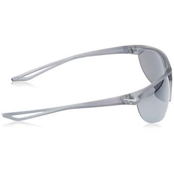 Nike Golf Cross Trainer Sunglasses, Matte Crystal Wolf Grey/White Frame, Grey with Silver Flash Lens