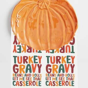 Friendsgiving Napkins, Thanksgiving Napkins, Friendsgiving Decorations, Thanksgiving Decorations, Friendsgiving Party Decorations ZJ-LO-Q (White - Turkey Gravy Beans And Rolls)