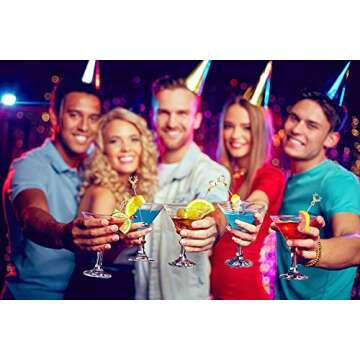 Mewuthede Cocktail Picks,8 Piece Stainless Steel Deer Head Shape Martini Picks Reusable Toothpicks Fruit Picks for Olives, Appetizer, Sandwiches, Cherries (Gold)