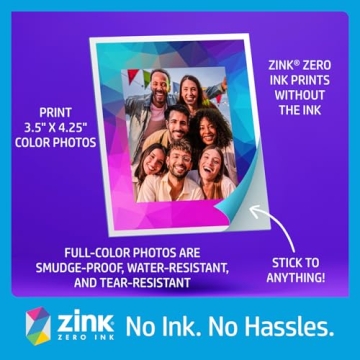 HP Sprocket Photo Booth Machine Instant Color Photo Printer - 10.1" Touchscreen, LED Ring Light - Customize w/250+ Fun Frames, Prints on 3x4 Zink Paper or Share via QR Code, Mobile Notify App - White