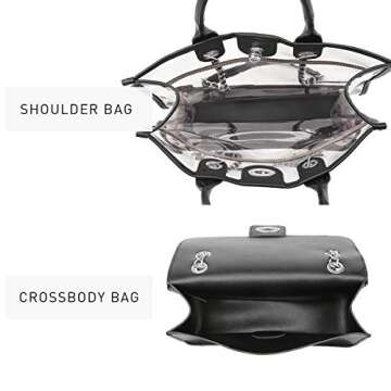 MARCO M KELLY Large Clear Tote Bag Stadium Approved Women Clear Purse for Stadium Events Crossbody 2 in 1 Shoulder Work Bag