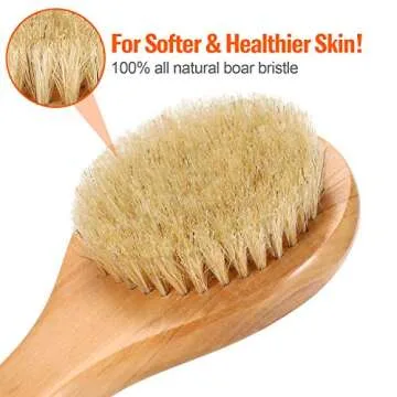 Two-Piece Brush Set, Long Brush and Oval Brush.Body Bath Brush for Wet or Dry Brushing with 100% Natural Boar Bristle Brush - Body Scrub Brush Wooden Massage Brushing Dry Remove Dead Skin.
