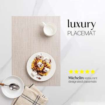LEXMORE Placemats Set of 4 Vinyl/Plastic Woven Place Mats for Kitchen Table Indoor/Outdoor Washable ...