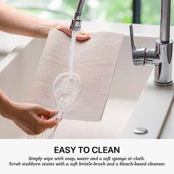 LEXMORE Placemats Set of 4 Vinyl/Plastic Woven Place Mats for Kitchen Table Indoor/Outdoor Washable Placemat Wipeable Dining Table Mats(Beige)