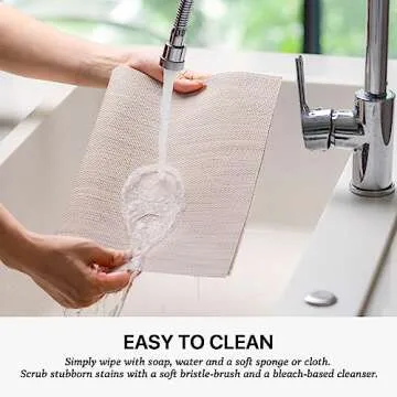 LEXMORE Placemats Set of 4 Vinyl/Plastic Woven Place Mats for Kitchen Table Indoor/Outdoor Washable Placemat Wipeable Dining Table Mats(Beige)