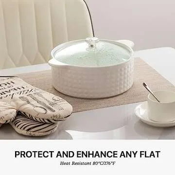 LEXMORE Placemats Set of 4 Vinyl/Plastic Woven Place Mats for Kitchen Table Indoor/Outdoor Washable Placemat Wipeable Dining Table Mats(Beige)