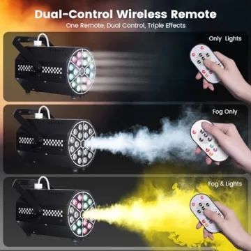 Fog Machine with RGBW Lights for Parties and Events