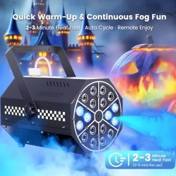 Fog Machine with RGBW Lights for Parties and Events