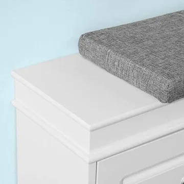 Stylish Haotian White Shoe Storage Bench with Cushion
