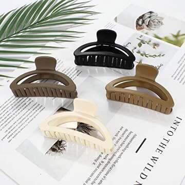 Canitor Hair Clips Set - Neutral Matte Claw Clips for Thin, Medium, and Thick Hair - Cute Semicircle Designs for Women