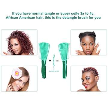 3 Piece Detangling Brush Set for Curly & Kinky Hair