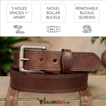 Men's Brown Leather Work & Casual Belt - 38" Size