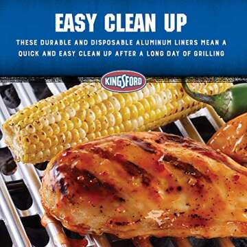 Kingsford Extra Tough Aluminum Grill Liners | Heavy Duty Grill Liners | Disposable Grilling Liners P...