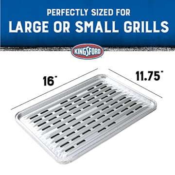 Kingsford Extra Tough Aluminum Grill Liners | Heavy Duty Grill Liners | Disposable Grilling Liners Prevent Food From Falling Through Grill Grates, 4 Count