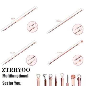 ZTRHYOO Blackhead Remover Pimple Comedone Extractor Tool Best Acne Removal Kit - Treatment for Blemish, Whitehead Popping, Zit Removing for Risk Free Nose Face Skin with Case(Rose, 4 Piece Set)
