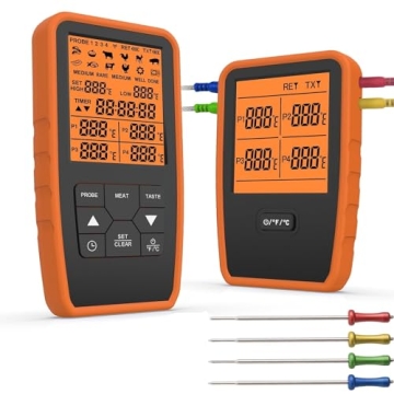 ENZOO Wireless Meat Thermometer with 4 Probes for Grilling, Instant Read Food Thermometer, Digital M...