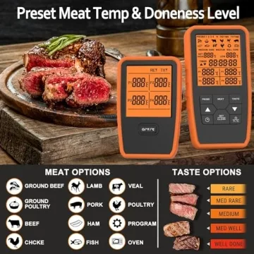 ENZOO Wireless Thermometer with 4 Probes for Grilling