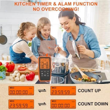 ENZOO Wireless Thermometer with 4 Probes for Grilling