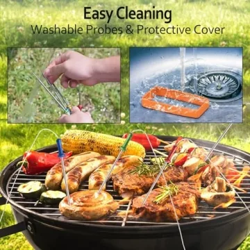 ENZOO Wireless Thermometer with 4 Probes for Grilling