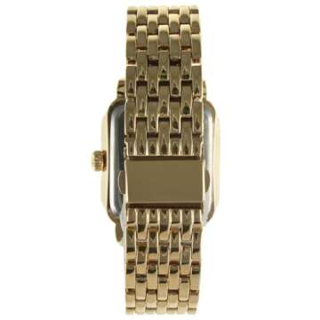 Peugeot Women Rectangle Dress Watch with Crystal Decorated Bezel, Roman Numerals and Bracelet