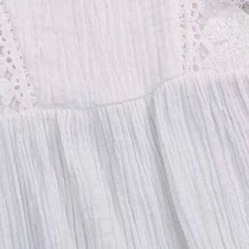 KCSLLCA Baby Girls Lace Romper Set Ruffle Sleeve Solid Color Onesie with Headband (White, 9-12 Months)