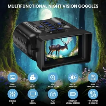 4K Night Vision Goggles with Rechargeable Battery and 16X Zoom