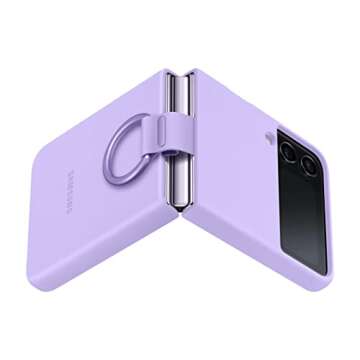 SAMSUNG Galaxy Z Flip 4 Silicone Cover with Ring, Protective Phone Case with Finger Loop, Matte Finish, Bold Style, Handheld Design, US Version, Bora Purple