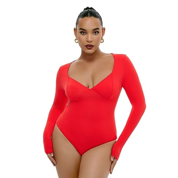 Freehut Women's Ultra-Soft Double-Lined Slimming Bodysuit