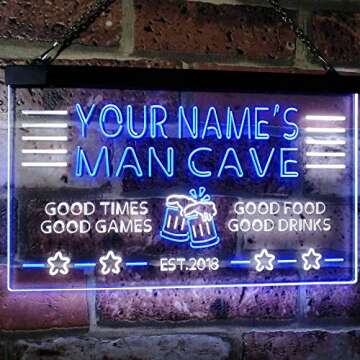 ADVPRO Personalized Name Custom Man Cave Home Bar Est. Year Dual Color LED Neon Sign White & Blue 16...