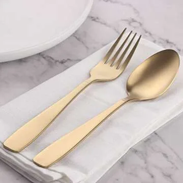 Matte Gold Silverware Set for 4, 20 Piece Matte Gold Flatware, 18/10 Stainless Steel Flatware, Satin Finish, Kitchen Utensil, Dishwasher Safe