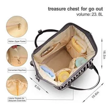 Hafmall Diaper Bag Backpack Waterproof Multi-Function Travel Bags, Large Capacity and Durable Backpack with Stroller Straps (Black & White Stripes)