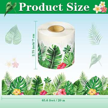 Boho Bulletin Board Borders Greenery Plant Die Cut Classroom Border Trim Self Adhesive Tropical Leaves Borders Stickers Back to School Decor for Bulletin Board Wall Blackboard Classroom (65.6 ft)