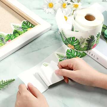 Boho Bulletin Board Borders Greenery Plant Die Cut Classroom Border Trim Self Adhesive Tropical Leaves Borders Stickers Back to School Decor for Bulletin Board Wall Blackboard Classroom (65.6 ft)