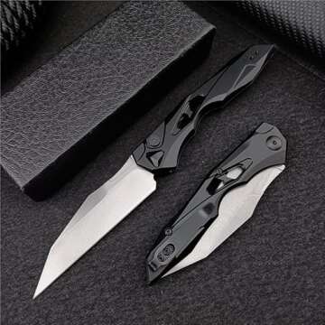 3.54" D2 Folding Knife with Black Aluminum Alloy Handle
