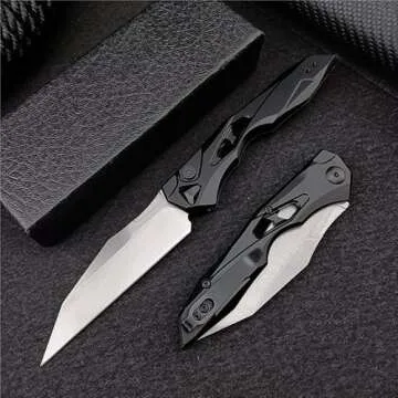 3.54" D2 Folding Knife with Black Aluminum Alloy Handle