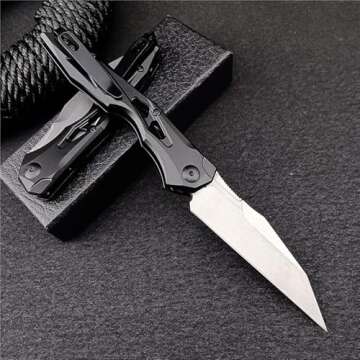 3.54" D2 Folding Knife with Black Aluminum Alloy Handle