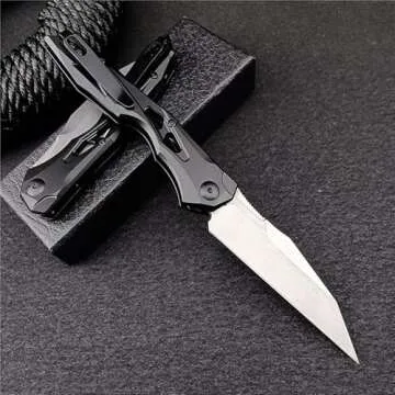 3.54" D2 Folding Knife with Black Aluminum Alloy Handle