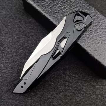 3.54" D2 Folding Knife with Black Aluminum Alloy Handle