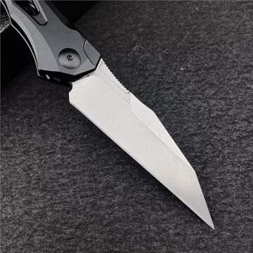3.54" D2 Folding Knife with Black Aluminum Alloy Handle