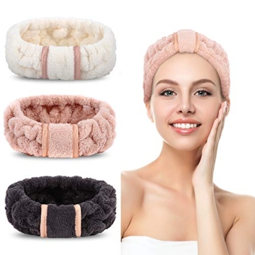 DOOBO 3 Pack Women's Spa Microfiber Skincare Headbands for Face Washing, Makeup Removal and More (Pi...